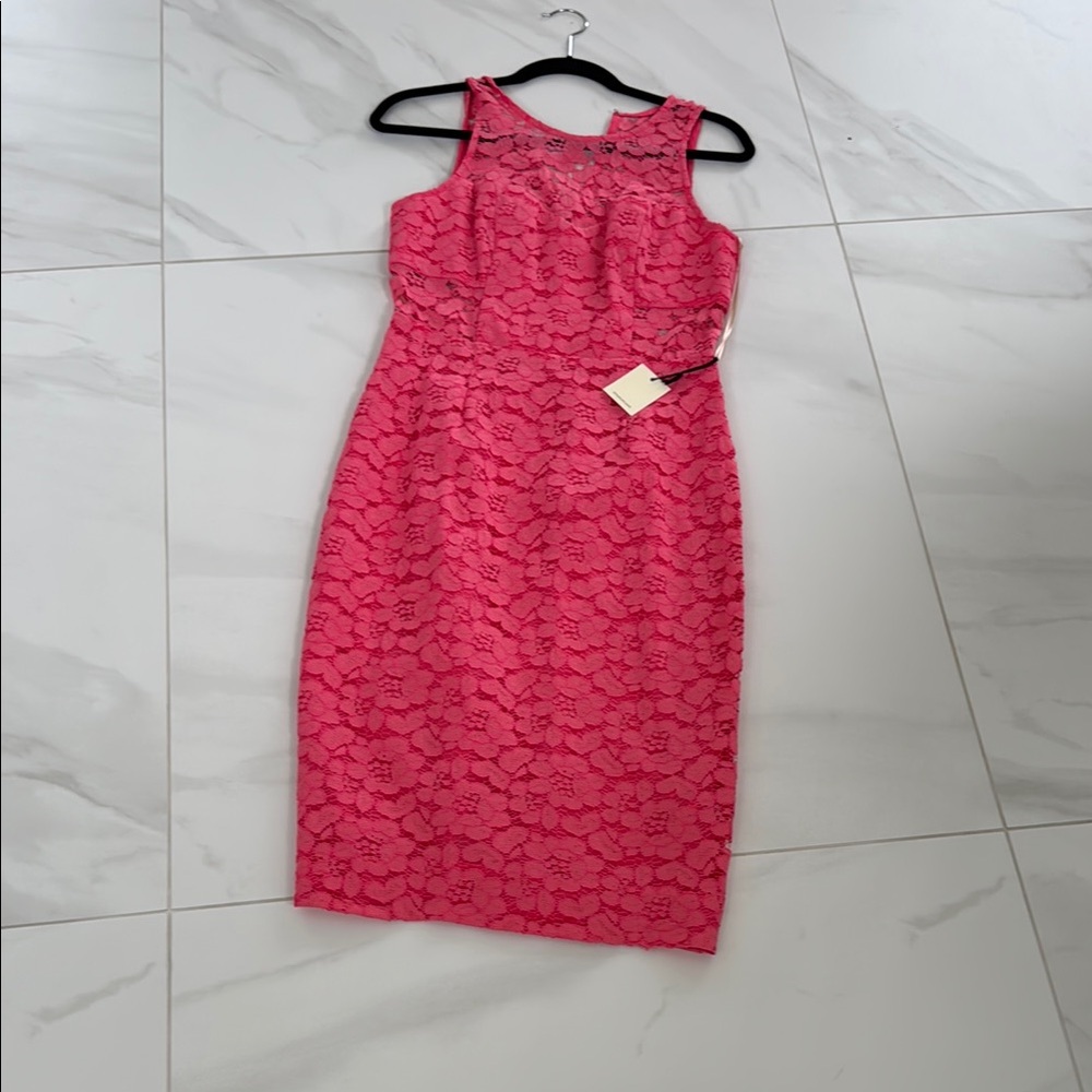 Elegant Pink Lace Dress Trina Turk size 4 NWT